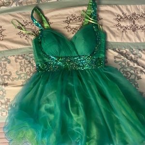 Prom dress size 12 turquoise with lime green